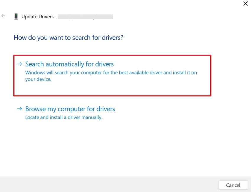 start automatic search for drivers